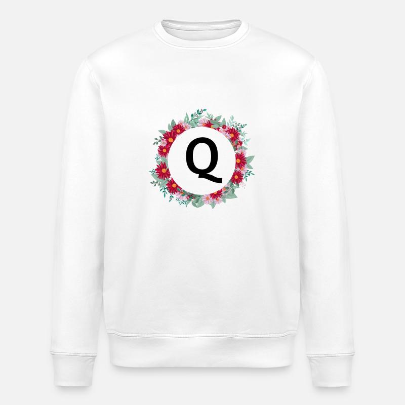 Buchstabe q Blumenkrone - Stanley/Stella Unisex Bio-Sweatshirt ROLLER - Weiß
