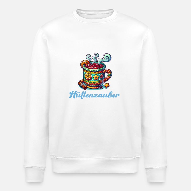 Mulled Wine Christmas Hut Magic - Stanley/Stella ROLLER Unisex Organic Sweatshirt - white