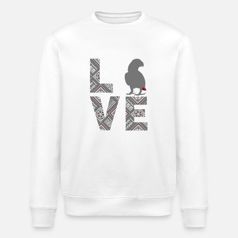 Perroquet gris d’Afrique - Sweat bio ROLLER Stanley/Stella Unisexe - blanc