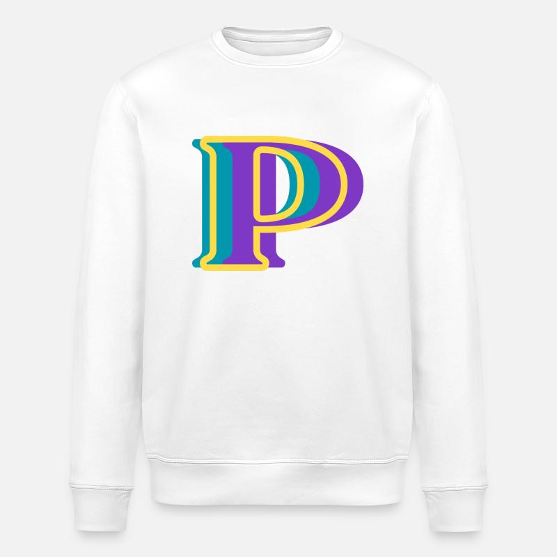 Mehrfarbiger Buchstabe p - Stanley/Stella Unisex Bio-Sweatshirt ROLLER - Weiß
