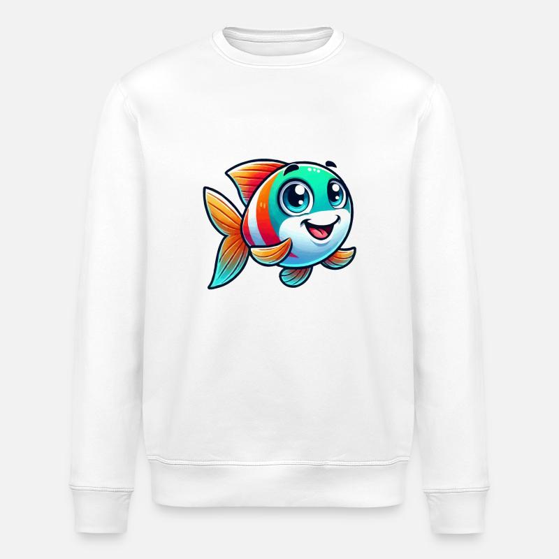 Bande dessinée de poisson - Sweat bio ROLLER Stanley/Stella Unisexe - blanc