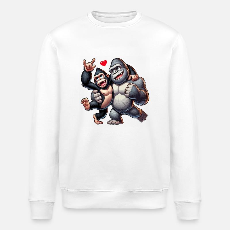 Gorilla-Paar - Stanley/Stella Unisex Bio-Sweatshirt ROLLER - Weiß