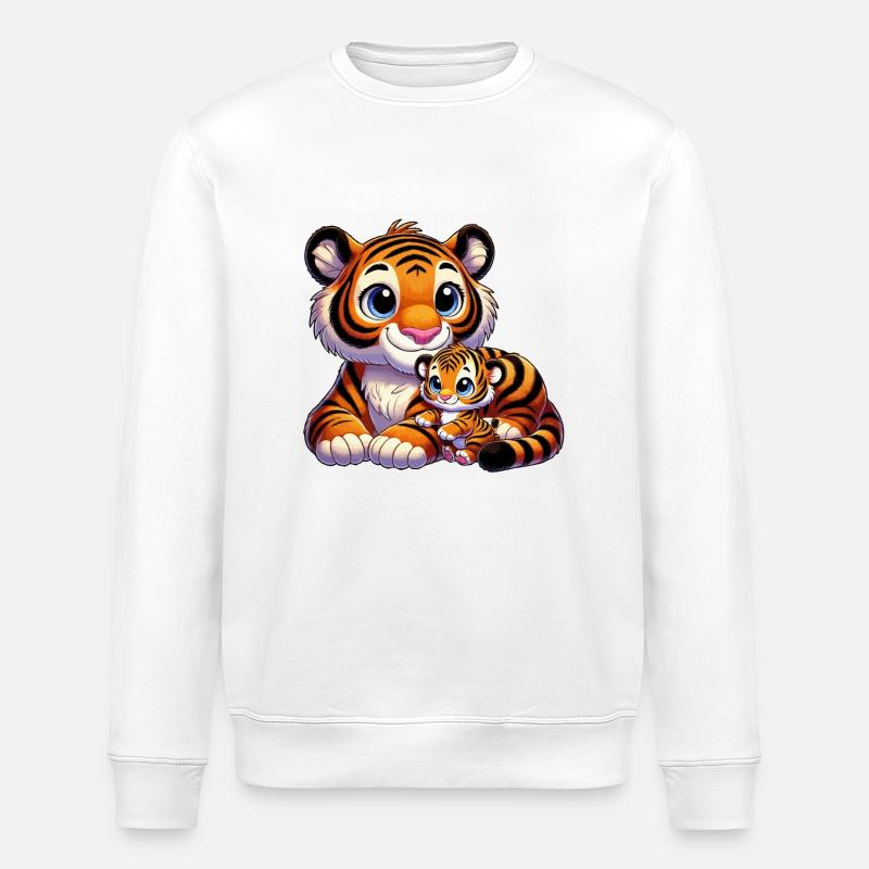 Tigermutter mit Kind - Stanley/Stella Unisex Bio-Sweatshirt ROLLER - Weiß