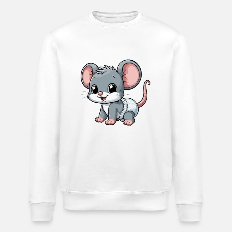 Babymaus mit Windel - Stanley/Stella Unisex Bio-Sweatshirt ROLLER - Weiß