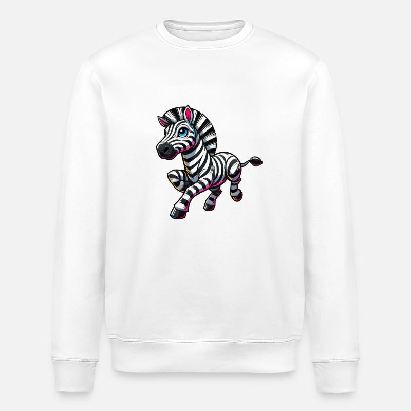 zebra comic - Stanley/Stella ROLLER Unisex Organic Sweatshirt - white
