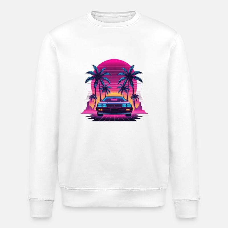 Retrowave car - Stanley/Stella Unisex Bio-Sweatshirt ROLLER - Weiß
