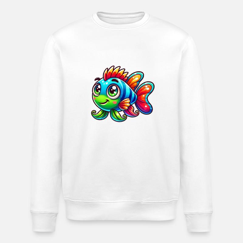 Fish Comic - Stanley/Stella ROLLER Unisex Organic Sweatshirt - white