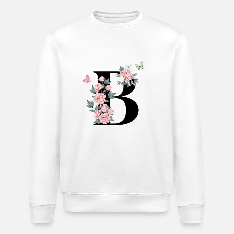Lettre b fleurs rose - Sweat bio ROLLER Stanley/Stella Unisexe - blanc