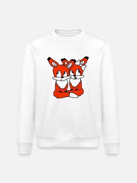 2 Foxes Couple In Love Two Friends Love Team Cute - Stanley/Stella ROLLER Unisex Organic Sweatshirt - white