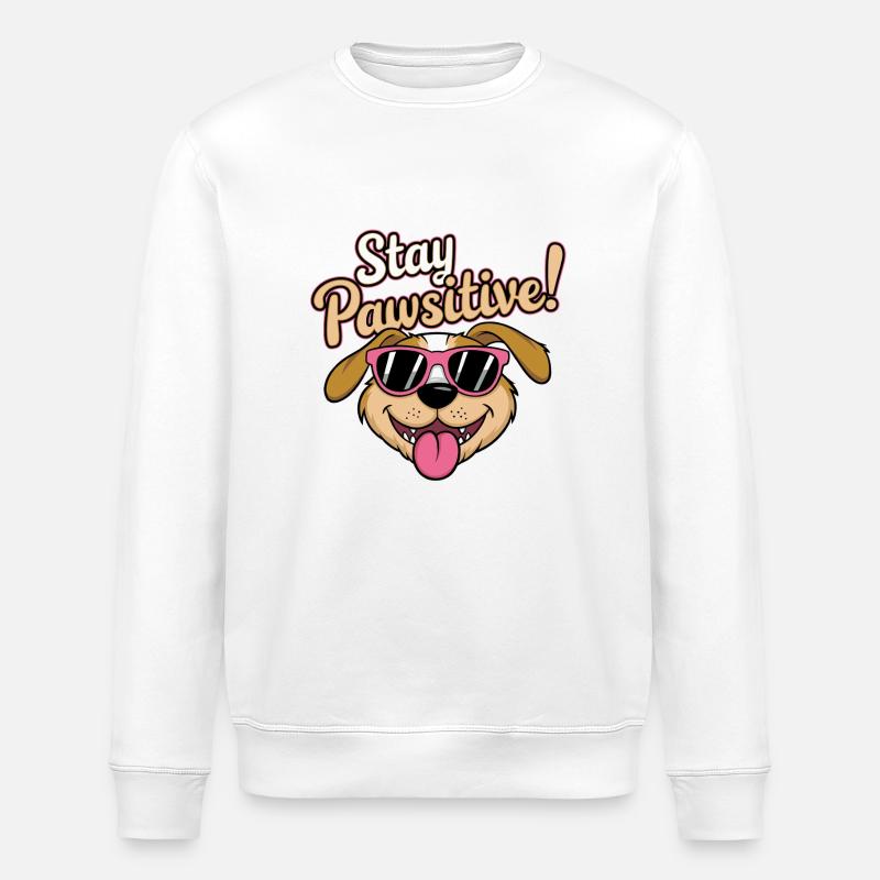 Restez Pawsitive ! - Sweat bio ROLLER Stanley/Stella Unisexe - blanc