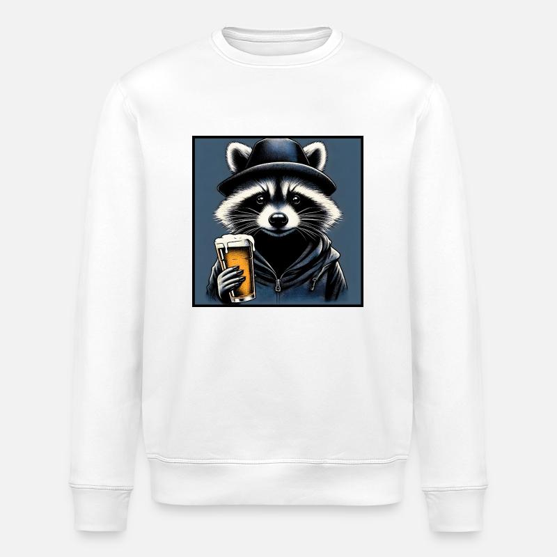 Waschbär mit Bier - Stanley/Stella Unisex Bio-Sweatshirt ROLLER - Weiß