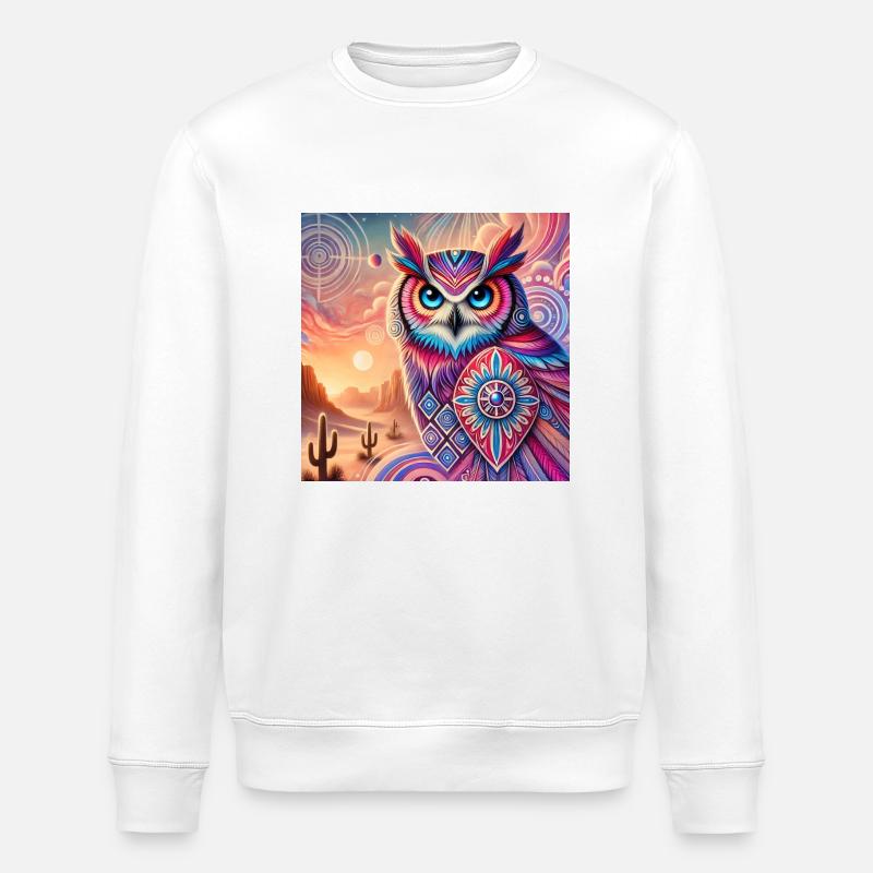 Krafttier Eule - Stanley/Stella Unisex Bio-Sweatshirt ROLLER - Weiß