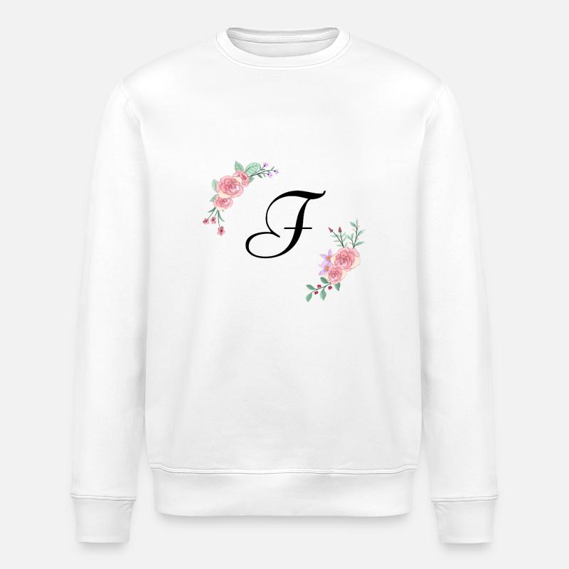 Rosa Blumenbuchstabe f - Stanley/Stella Unisex Bio-Sweatshirt ROLLER - Weiß