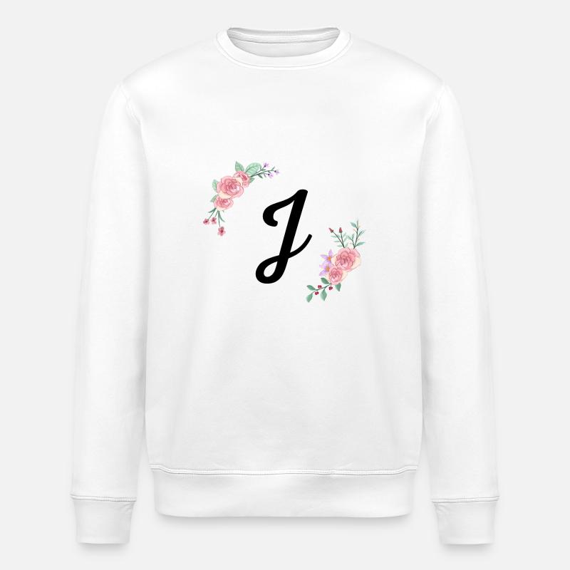 Rosa Blumenbuchstabe j - Stanley/Stella Unisex Bio-Sweatshirt ROLLER - Weiß