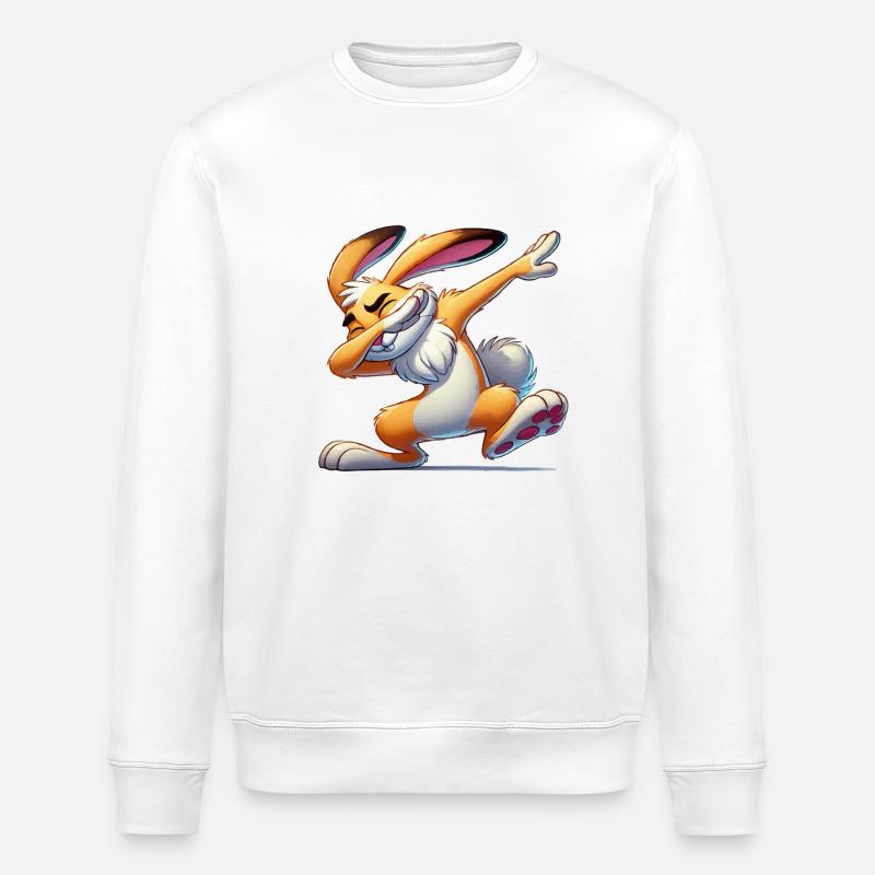 hase dabbing comic - Stanley/Stella Unisex Bio-Sweatshirt ROLLER - Weiß
