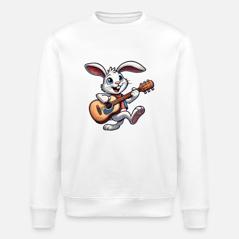 Bunny Guitar Comic - Stanley/Stella ROLLER Unisex Organic Sweatshirt - white