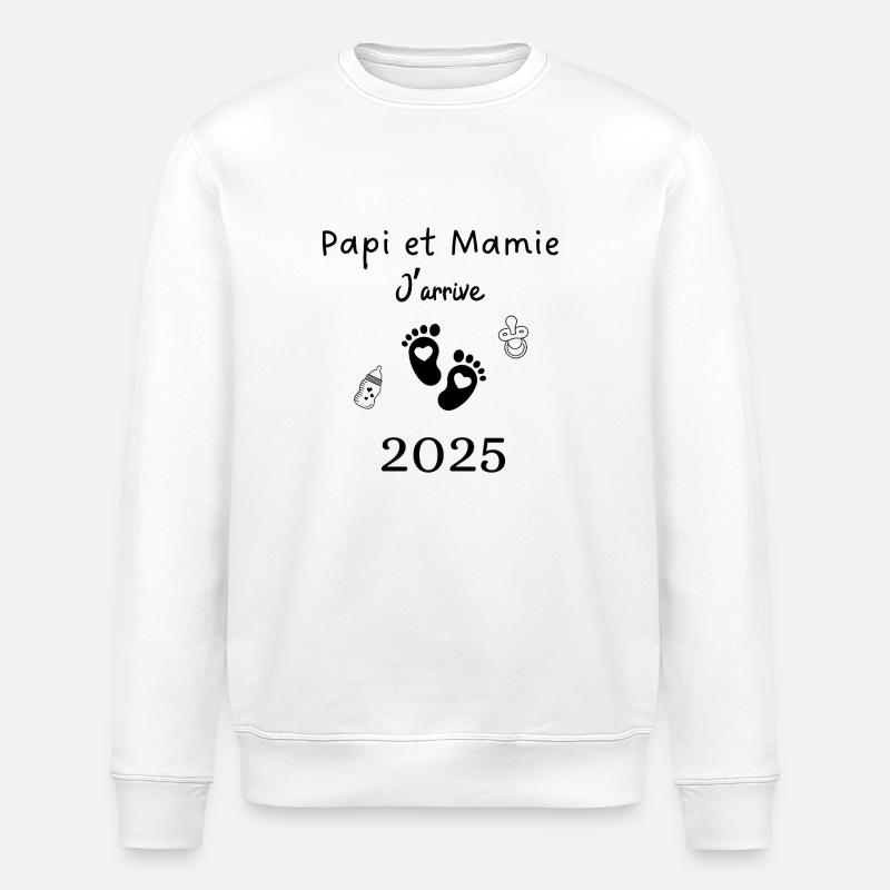 Papi et mamie j’arrive 2025 - Sweat bio ROLLER Stanley/Stella Unisexe - blanc
