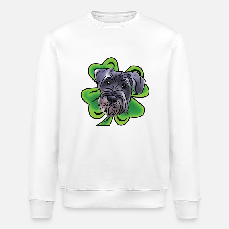 Mittelschnauzer mit Kleeblatt - Stanley/Stella Unisex Bio-Sweatshirt ROLLER - Weiß