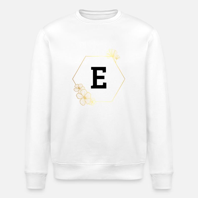 Buchstabe e Goldener Blumenrahmen - Stanley/Stella Unisex Bio-Sweatshirt ROLLER - Weiß