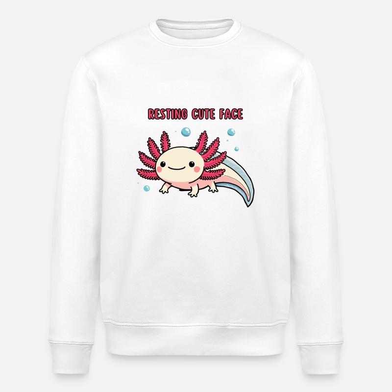 Axolotl - Resting cute face - Stanley/Stella Unisex Bio-Sweatshirt ROLLER - Weiß