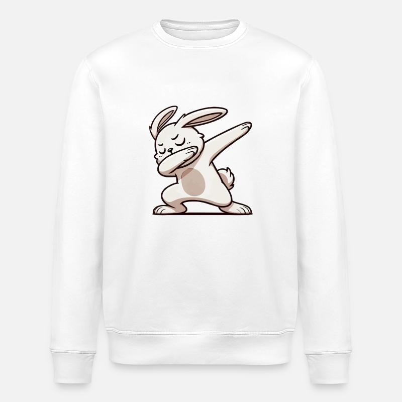 Rabbit Rabbit Dabbing - Stanley/Stella ROLLER Unisex Organic Sweatshirt - white