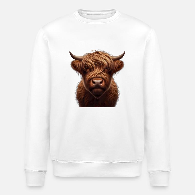Tête de bovins Highland 5 - Sweat bio ROLLER Stanley/Stella Unisexe - blanc
