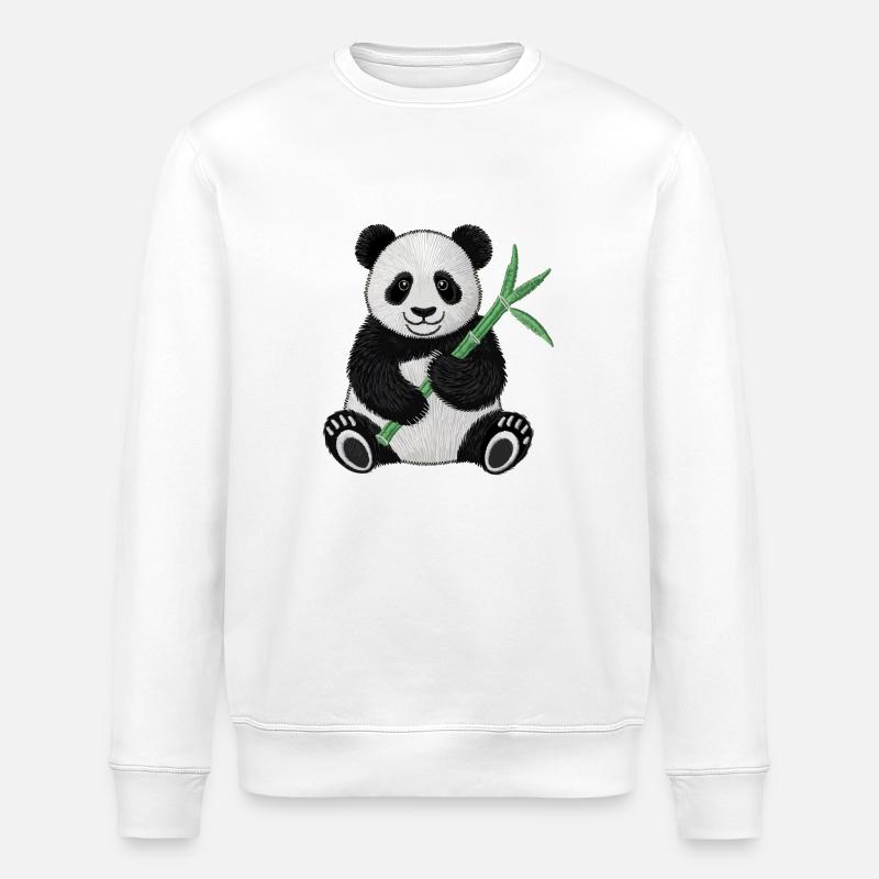 Bestickter Panda - Stanley/Stella Unisex Bio-Sweatshirt ROLLER - Weiß