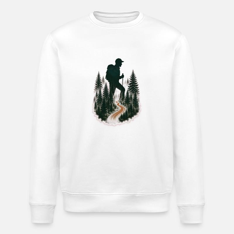 Cooler Wandermuster - Bergwanderungen - Stanley/Stella Unisex Bio-Sweatshirt ROLLER - Weiß