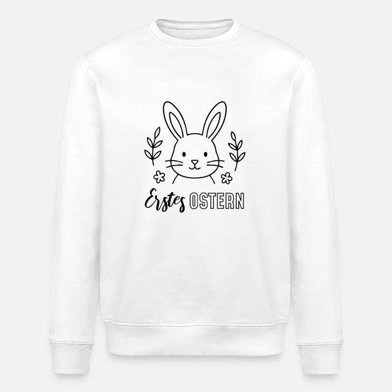 First Easter with Bunny Head - Stanley/Stella ROLLER Unisex Organic Sweatshirt - white