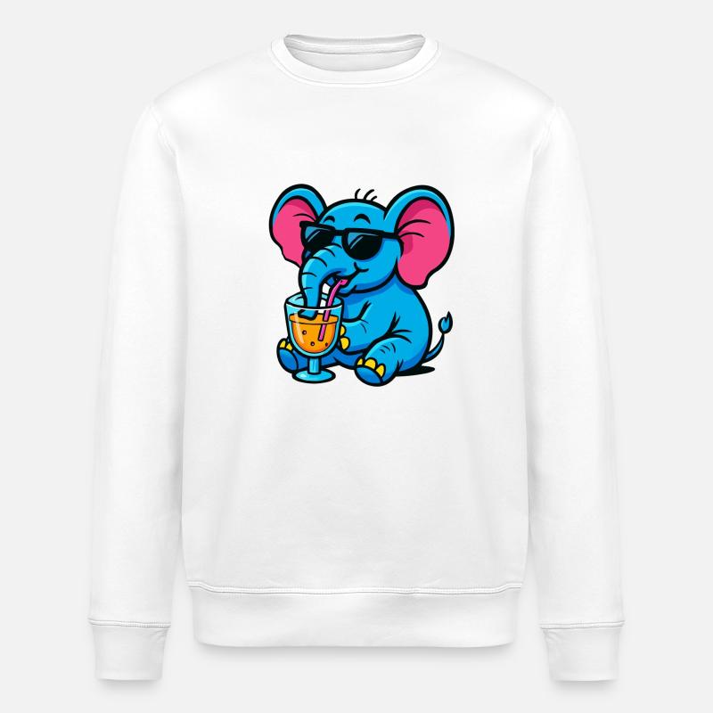 elefant comic cocktail - Stanley/Stella Unisex Bio-Sweatshirt ROLLER - Weiß