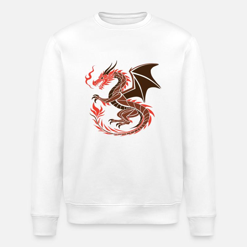 Roter Drache - Fantasy Kunst - Stanley/Stella Unisex Bio-Sweatshirt ROLLER - Weiß