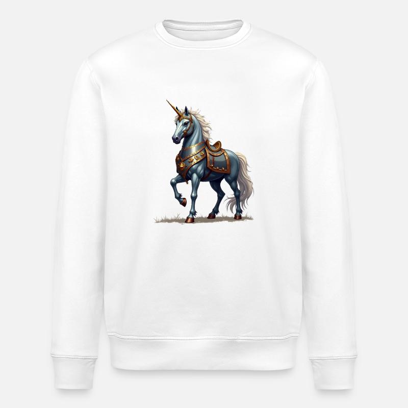Schottisches Ritter-Einhorn - Stanley/Stella Unisex Bio-Sweatshirt ROLLER - Weiß