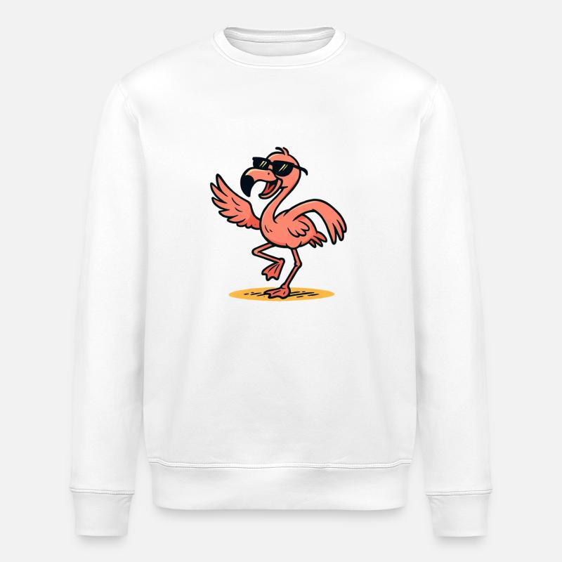 Flamingo Comic dance - Stanley/Stella ROLLER Unisex Organic Sweatshirt - white