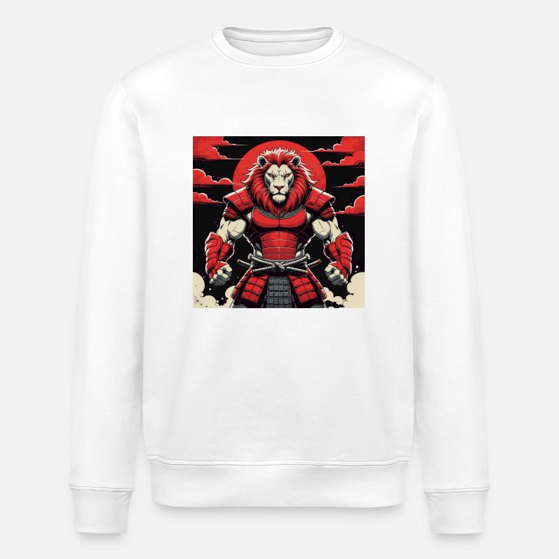Samurai Lion Warrior - Stanley/Stella ROLLER Unisex Organic Sweatshirt - white