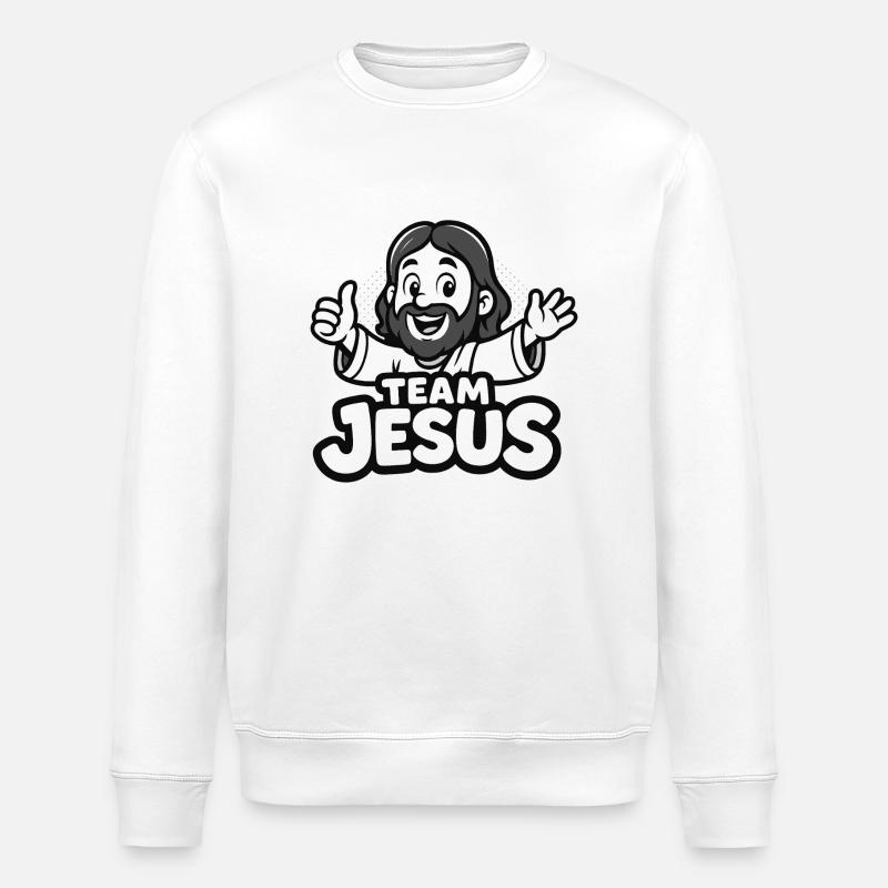Team Jesus - fun logo - Stanley/Stella ROLLER Unisex Organic Sweatshirt - white