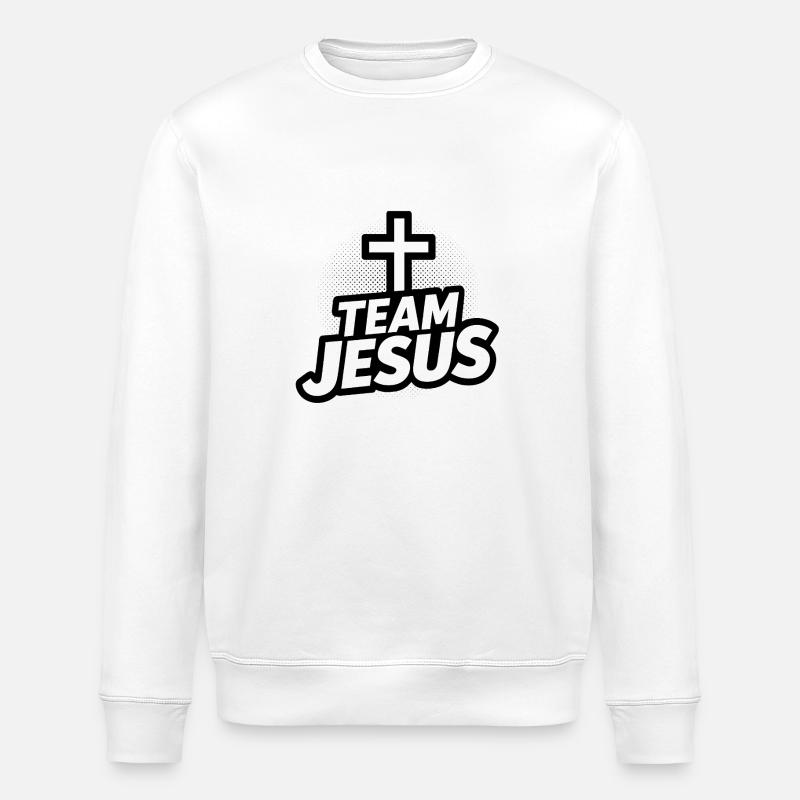 Team Jesus - Schwarzes Kreuz Logo - Stanley/Stella Unisex Bio-Sweatshirt ROLLER - Weiß