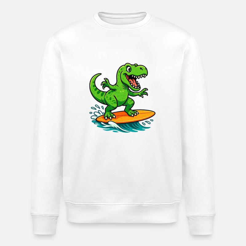 Surfen T Rex - Stanley/Stella Unisex Bio-Sweatshirt ROLLER - Weiß