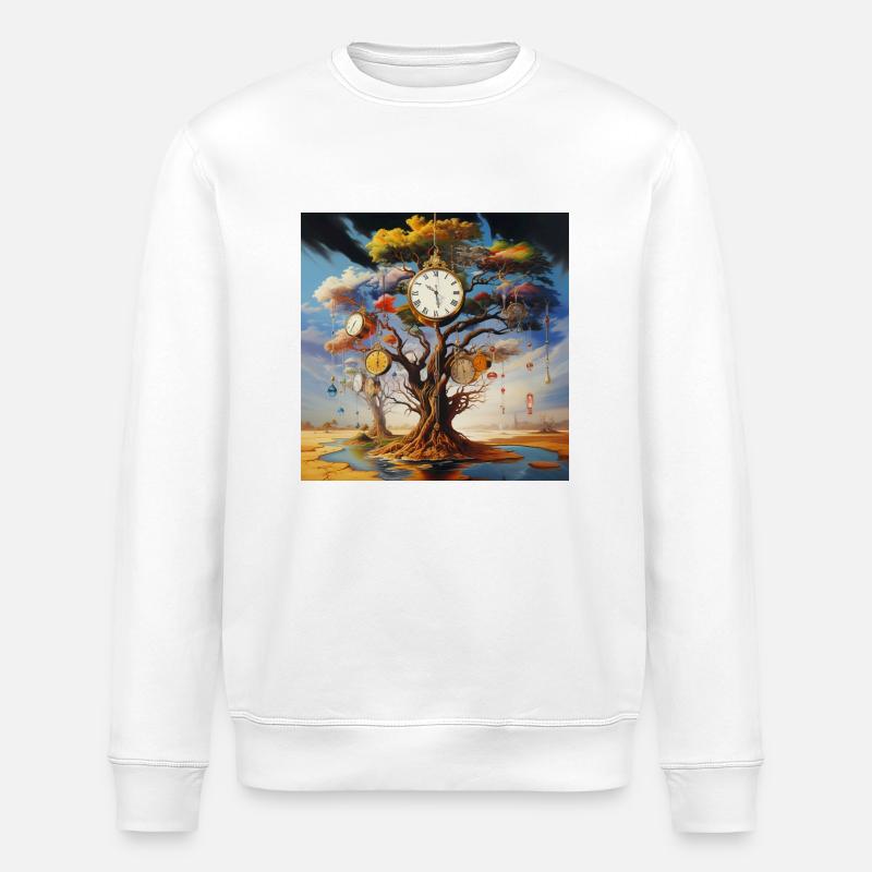 Clocks Tree Time Landscape Surreal - Stanley/Stella ROLLER Unisex Organic Sweatshirt - white