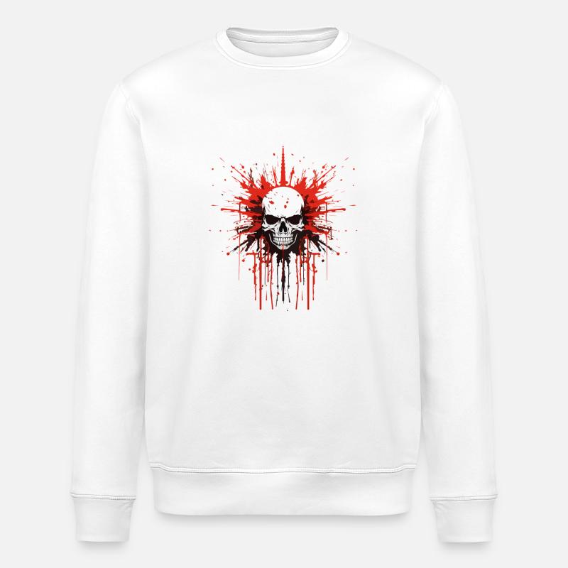 Splatter Schädel - Stanley/Stella Unisex Bio-Sweatshirt ROLLER - Weiß