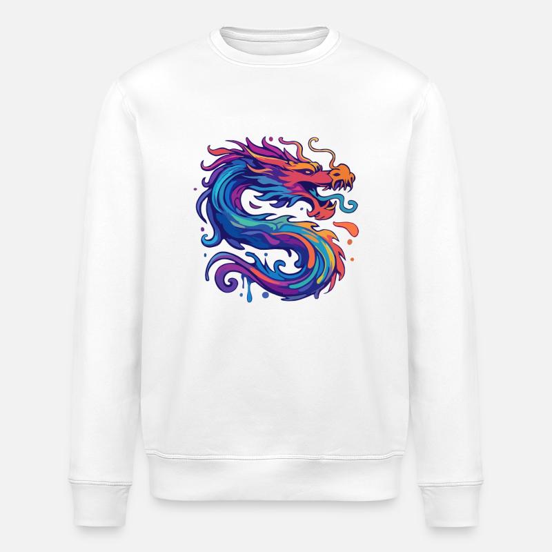 Neon Drache - Stanley/Stella Unisex Bio-Sweatshirt ROLLER - Weiß