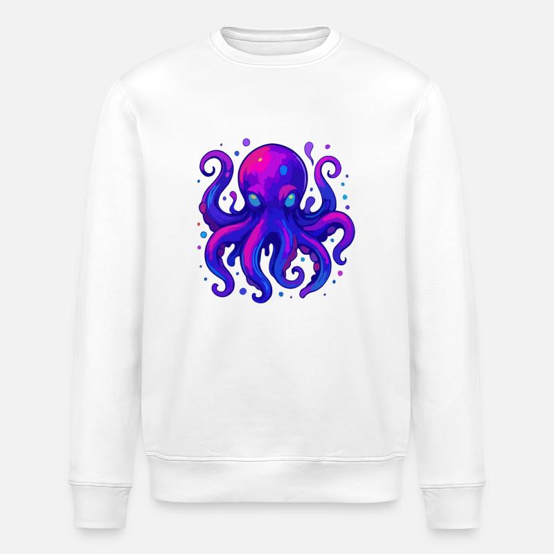 Neon Octopus - Stanley/Stella ROLLER Unisex Organic Sweatshirt - white