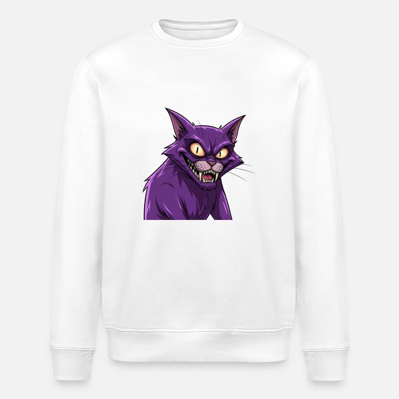 Gruselige Katze - Stanley/Stella Unisex Bio-Sweatshirt ROLLER - Weiß