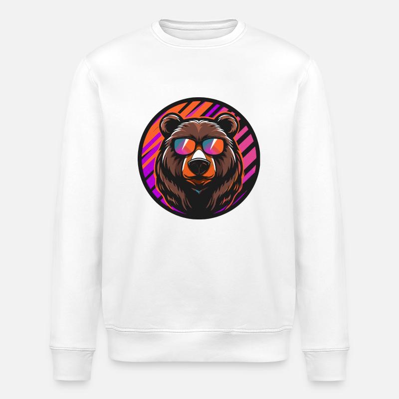 Bär Comic Cool - Stanley/Stella Unisex Bio-Sweatshirt ROLLER - Weiß