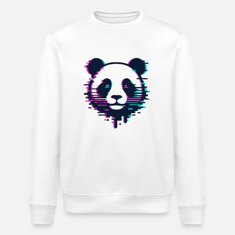 Glitch Panda - Sweat bio ROLLER Stanley/Stella Unisexe - blanc