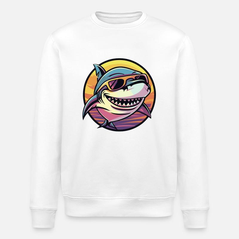 Bande dessinée Shark Cool - Sweat bio ROLLER Stanley/Stella Unisexe - blanc