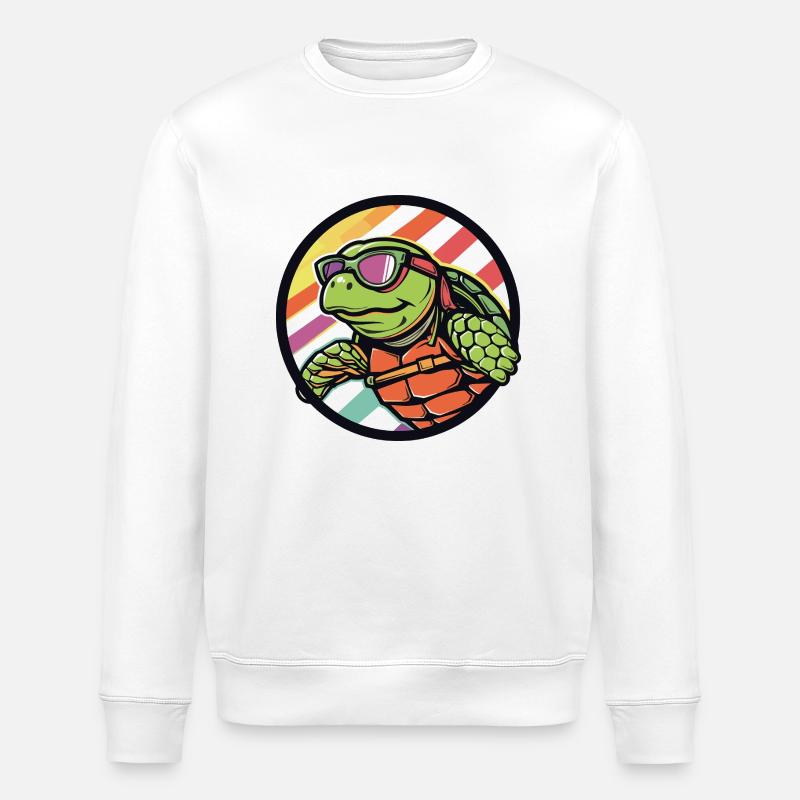 Schildkröte Comic Cool - Stanley/Stella Unisex Bio-Sweatshirt ROLLER - Weiß