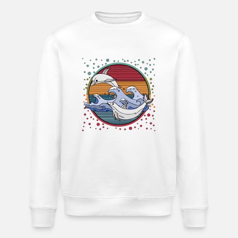 Dolphins - Stanley/Stella ROLLER Unisex Organic Sweatshirt - white