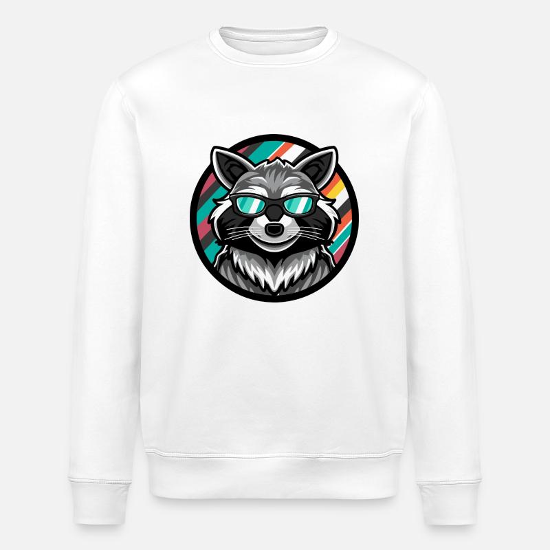 Waschbär Cool Comic - Stanley/Stella Unisex Bio-Sweatshirt ROLLER - Weiß
