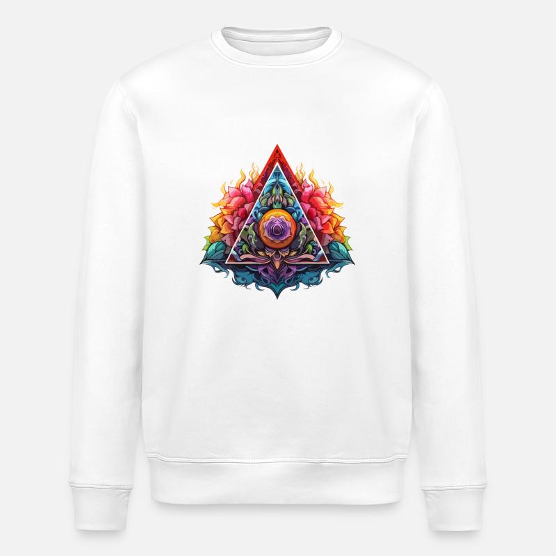 Flame Lotus Triangle - Stanley/Stella ROLLER Unisex Organic Sweatshirt - white