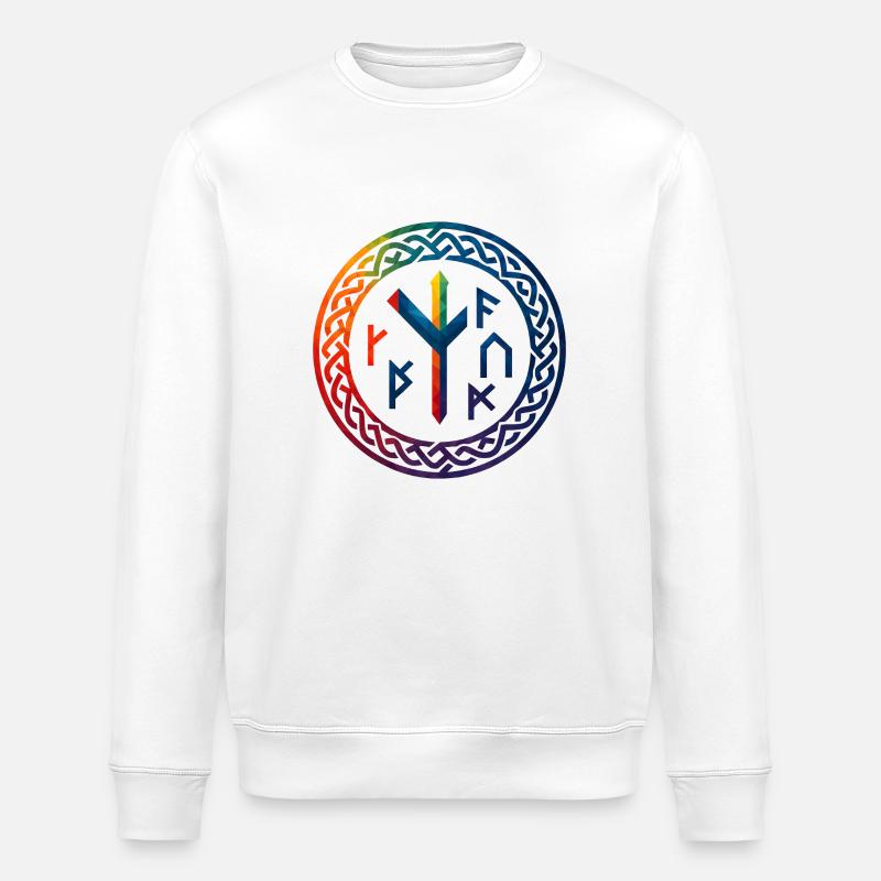 WPAP Polygon Stil - mythischer Runenring - Stanley/Stella Unisex Bio-Sweatshirt ROLLER - Weiß